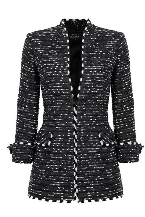 Striped tweed lamé jacket in black and silver 